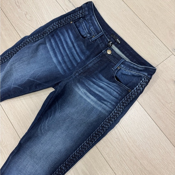 Aqua Braided Dark Wash Skinny Jeans - Picture 2 of 7
